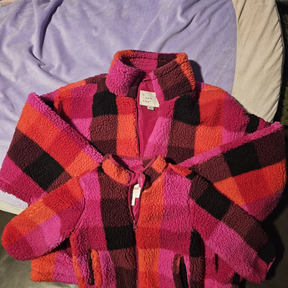 A new day Pink and Red Plaid Womens and  Kids Jackets - Picture 2 of 7